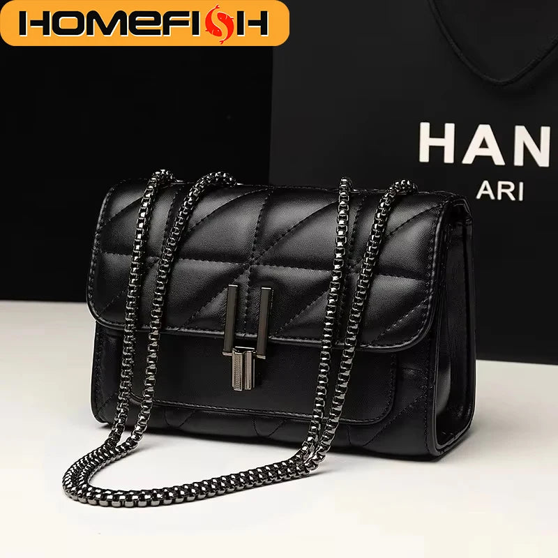 Quilted Chain Single-Shoulder Crossbody Bag for Women