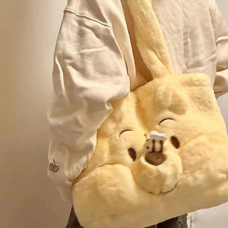 Disney 2025 Winnie the Pooh Large-Capacity Fall/Winter One-Shoulder Tote Bag for Students & Commuters